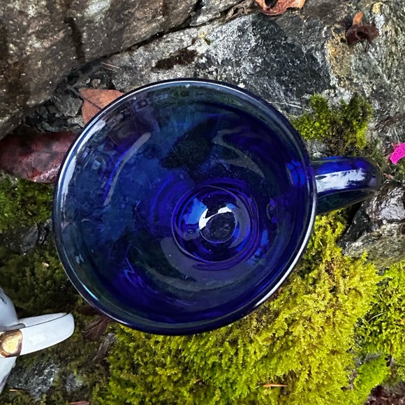 Starbucks Cobalt Blue Glass 16 oz Coffee/Tea Pedestal Mug/Cup Anchor Hocking USA - Picture 5 of 6